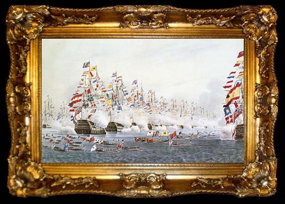 framed  unknow artist Flottparad in Portsmouth the 23 Jun 1814 to remembrance of one besok of the presussiske king ochh the Russian emperor, ta009-2
